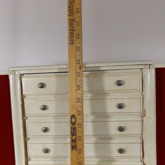 50s/60s Extra Large Jewelry Box Trunk With Six Tiers - Picture 7 of 16
